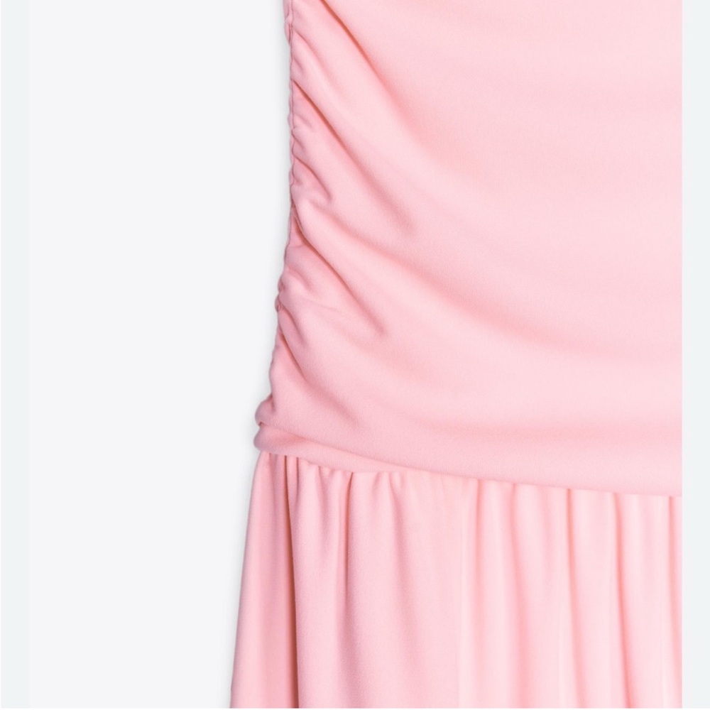 ZARA NWT RUCHED LIGHT PINK STRAPLESS MIDI DRESS - Picture 13 of 16